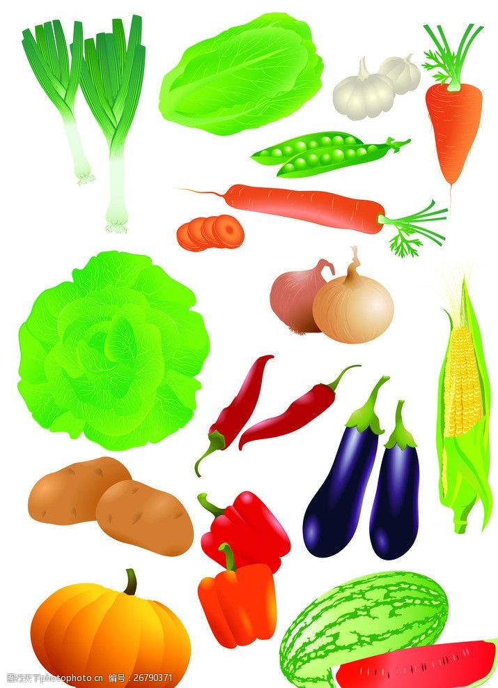 各种卡通蔬菜图片素材