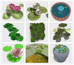 精品景观植物盆栽盆景枯树植物su模型设计模型下载